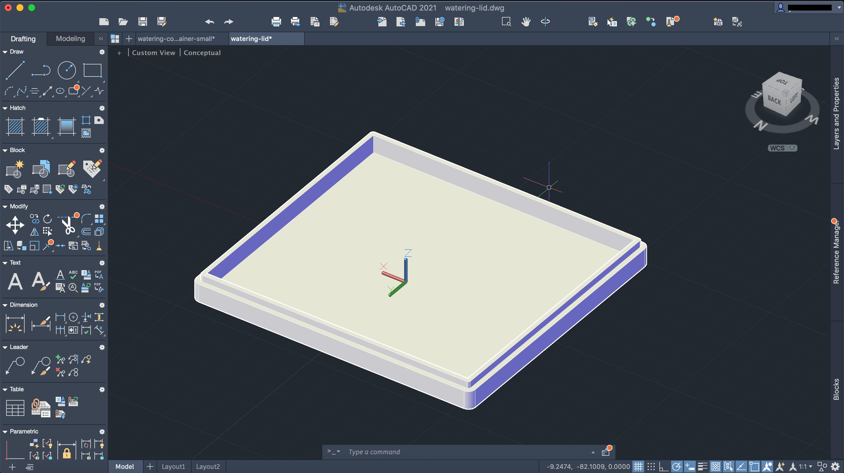 An image showcasing the lid in Autodesk AutoCAD